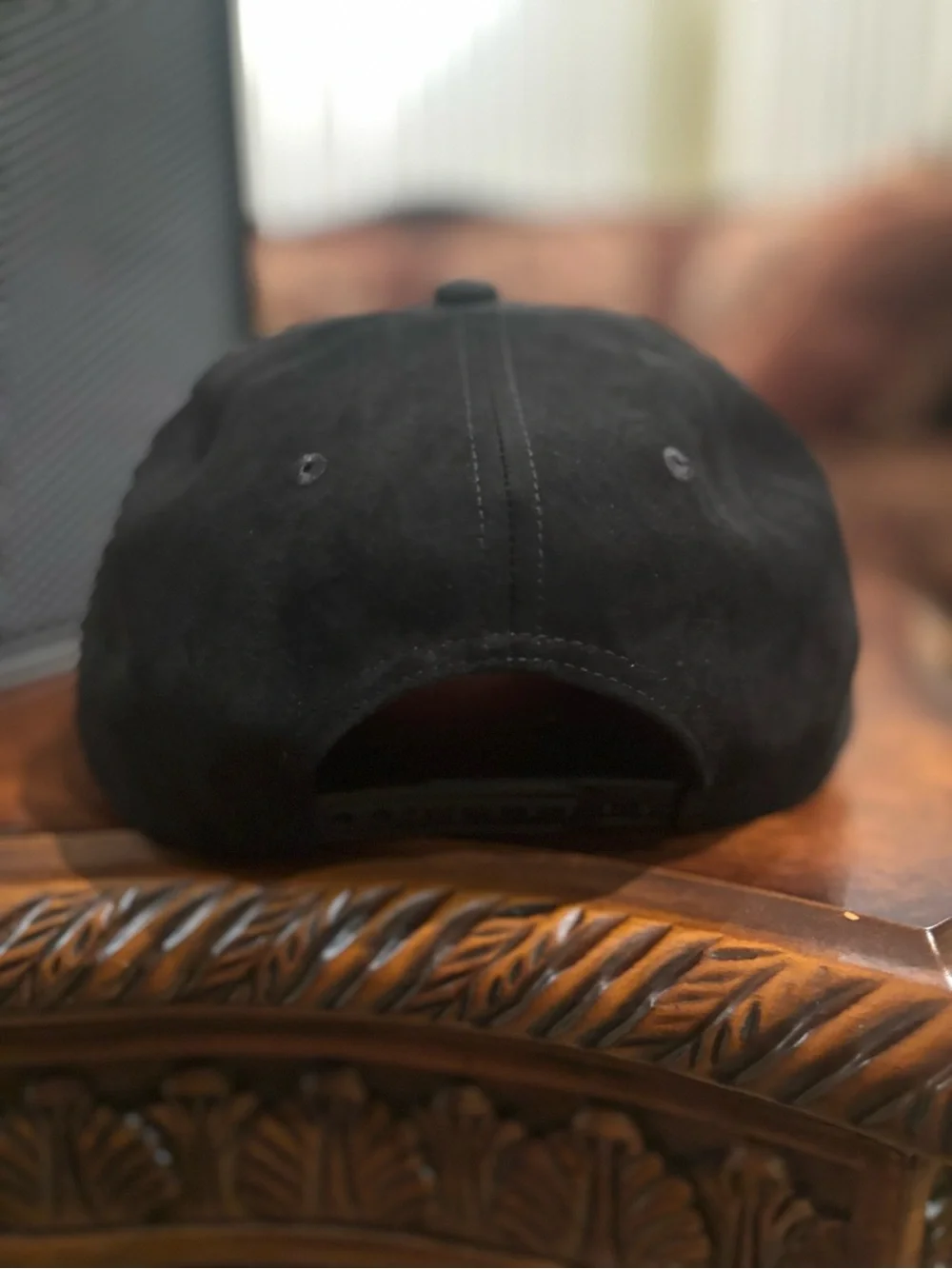 New York Yankees All Black Suede With Red Under Visor SnapBack Hat